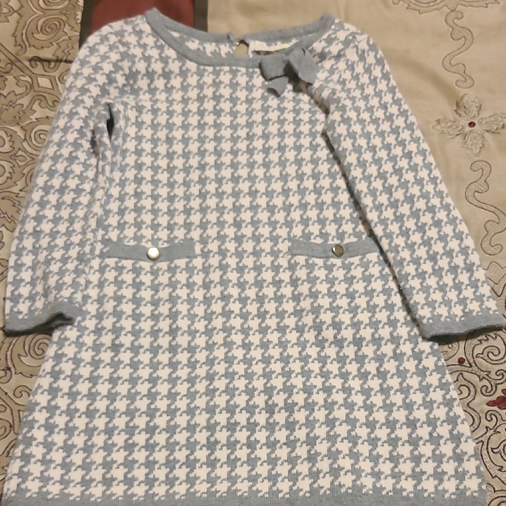 Blue and White Houndstooth Dress
